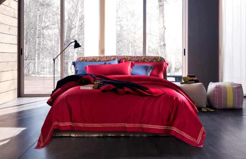 120S Long-Staple Cotton Satin 4-Piece Quilt Cover Set – Luxury Cotton Bedding Collection