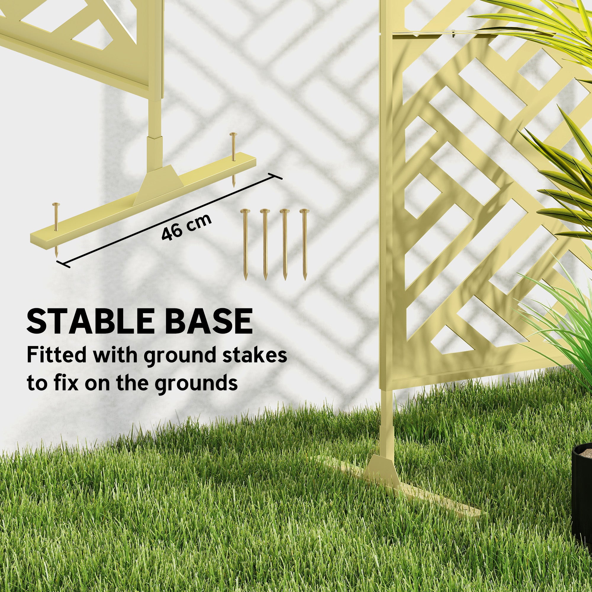Metal Outdoor Privacy Screen, Freestanding Outdoor Divider with Stand, 79" x 47", Gold