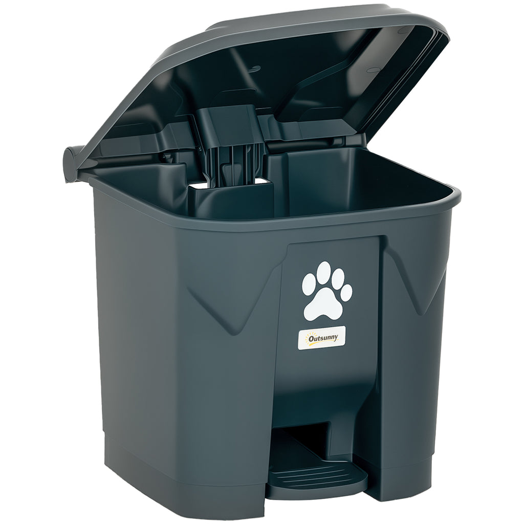 Dog Poop Outdoor Garbage Bin, 8 Gal Pet Waste Garbage Can with Lid and Pedal, Waterproof Plastic Trash Can, Dark Grey