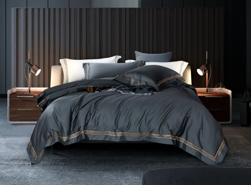 120S Long-Staple Cotton Satin 4-Piece Quilt Cover Set – Luxury Cotton Bedding Collection