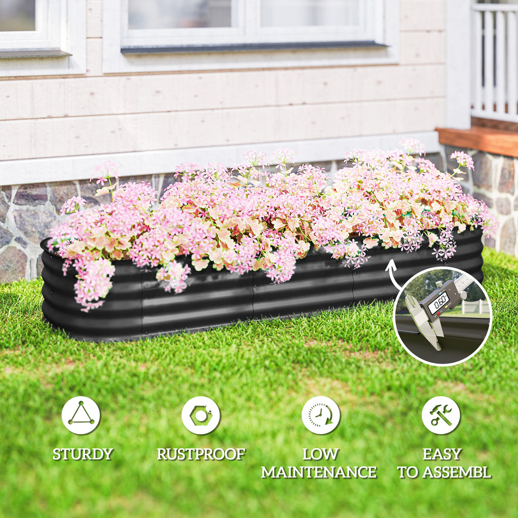 6.4 x 2 x 1ft Galvanized Raised Garden Bed Kit, Metal Planter Box with Safety Edging, Dark Grey