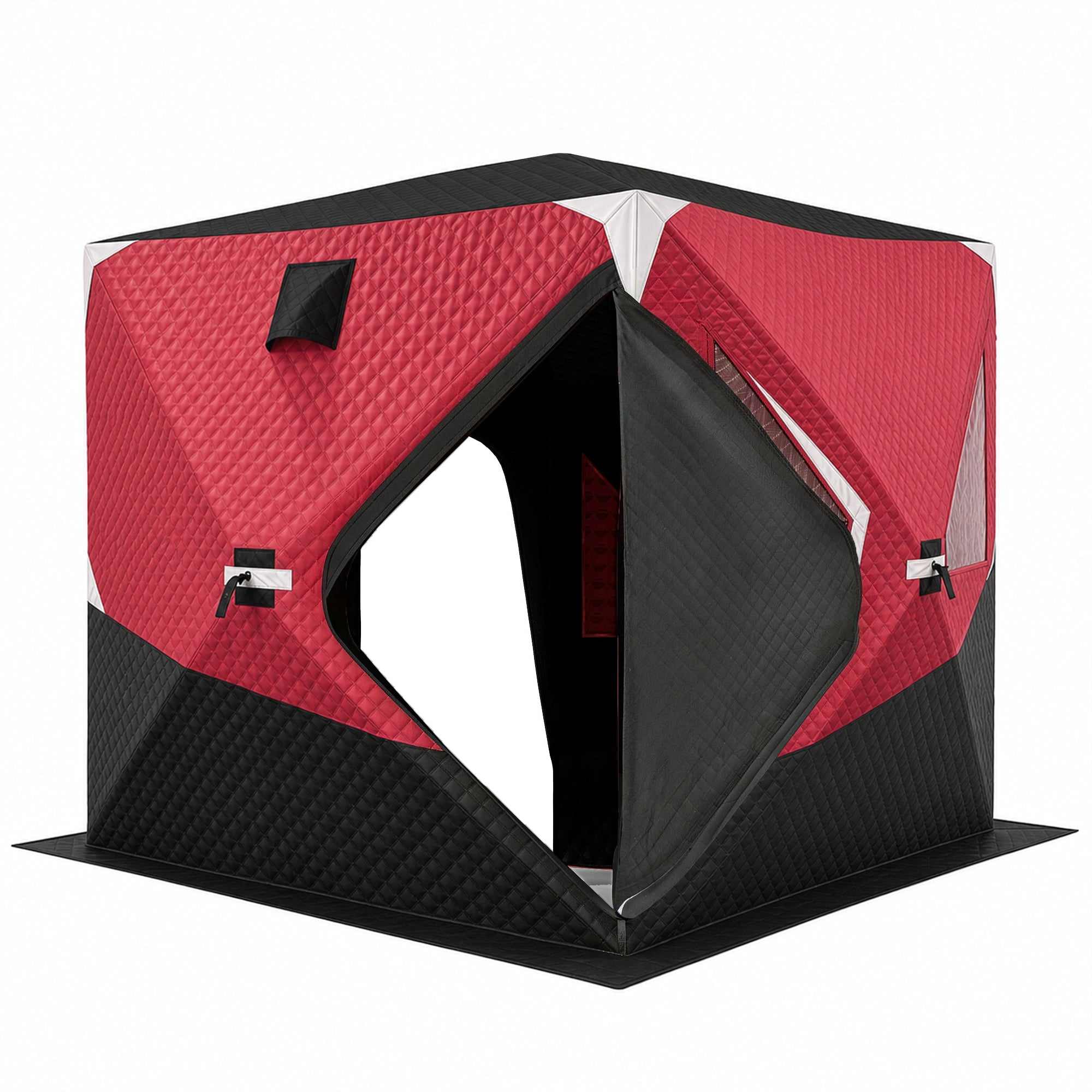3-4 Person Insulated Ice Fishing Shelter, Pop up, with Oversized Doors, Windows, Vents and Carry Bag, for Low-Temp -22â„‰