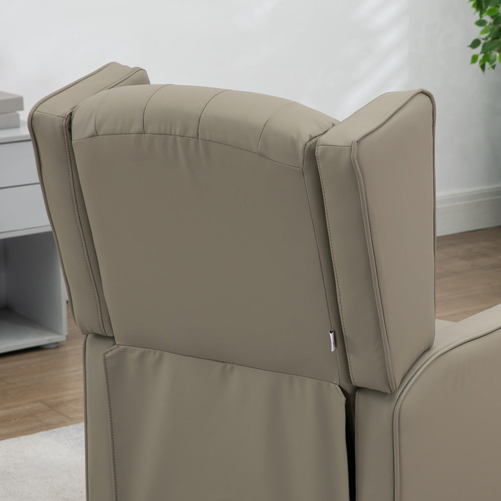 Faux Leather Accent Chair with Thick Padding for Living Room, Bedroom, Home Office, Khaki