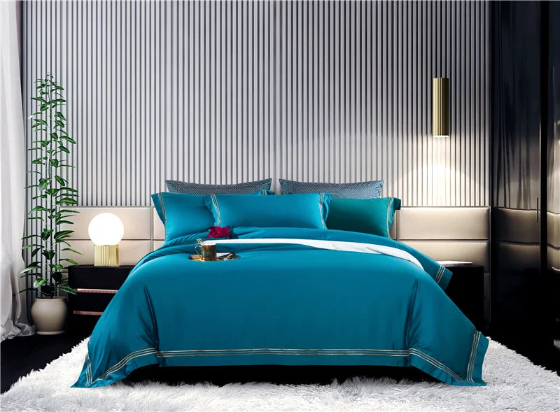 120S Long-Staple Cotton Satin 4-Piece Quilt Cover Set – Luxury Cotton Bedding Collection