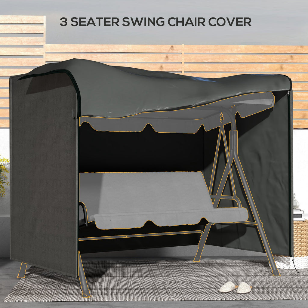 3-Seater Patio Swing Cover, Outdoor Garden Furniture Protection Hammock Glider Cover, 81" x 49" x 65", Dark Grey
