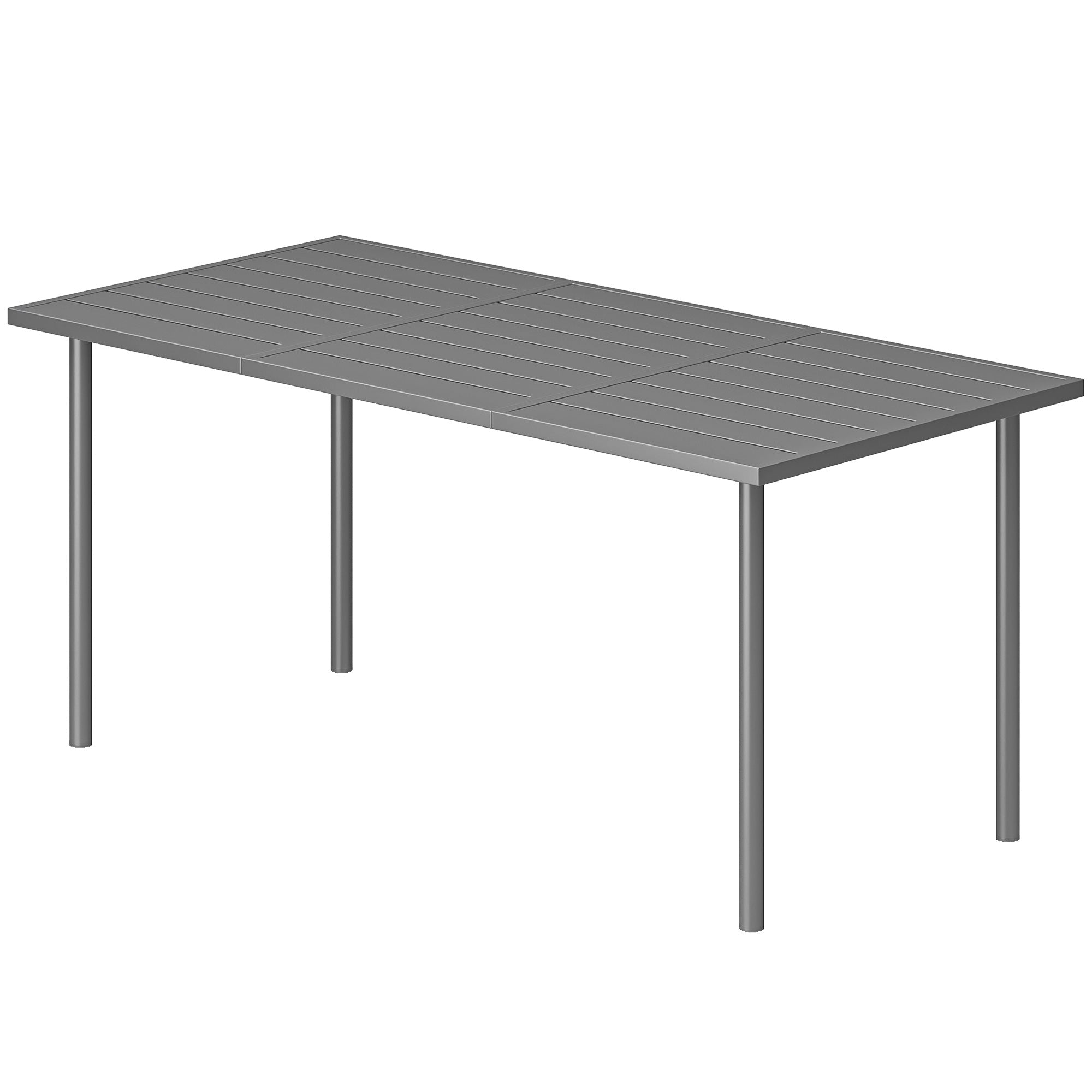 65" x 31.5" Outdoor Dining Table for 6, Metal Rectangular Patio Dining Table with Metal Slatted Top