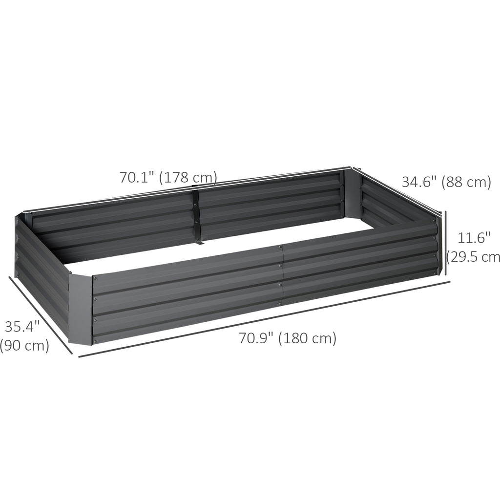 6' x 3' x 1' Raised Garden Bed with 2 Trellis Tomato Cages, Steel Frame Elevated Planter Box, Dark Grey