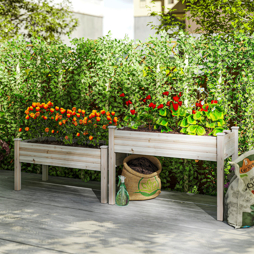 2 Tiers Wood Plant Raised Bed Flower Vegetable Herb Grow Box Stand Garden  Step Planter Stand Free Combination
