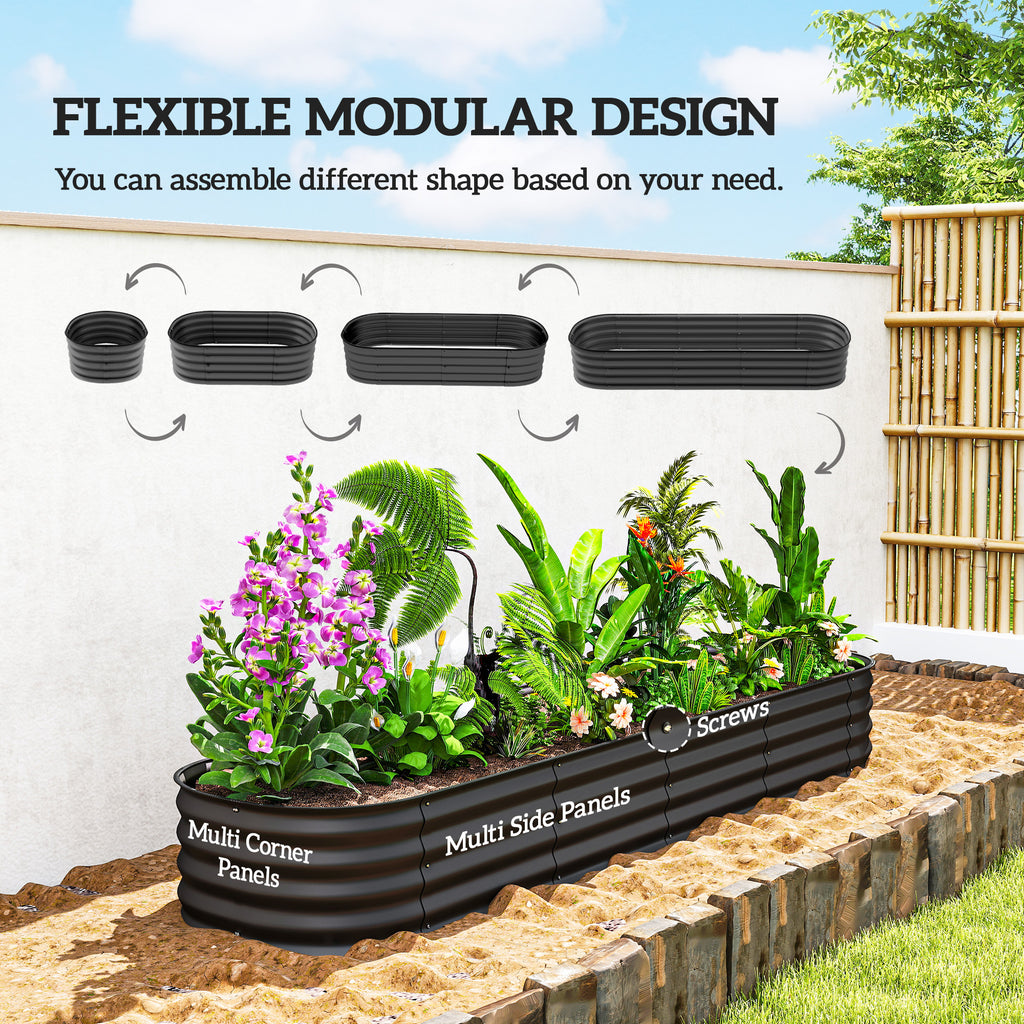 7.9 x 2 x 1ft Galvanized Raised Garden Bed Kit, Metal Planter Box with Safety Edging, Dark Grey