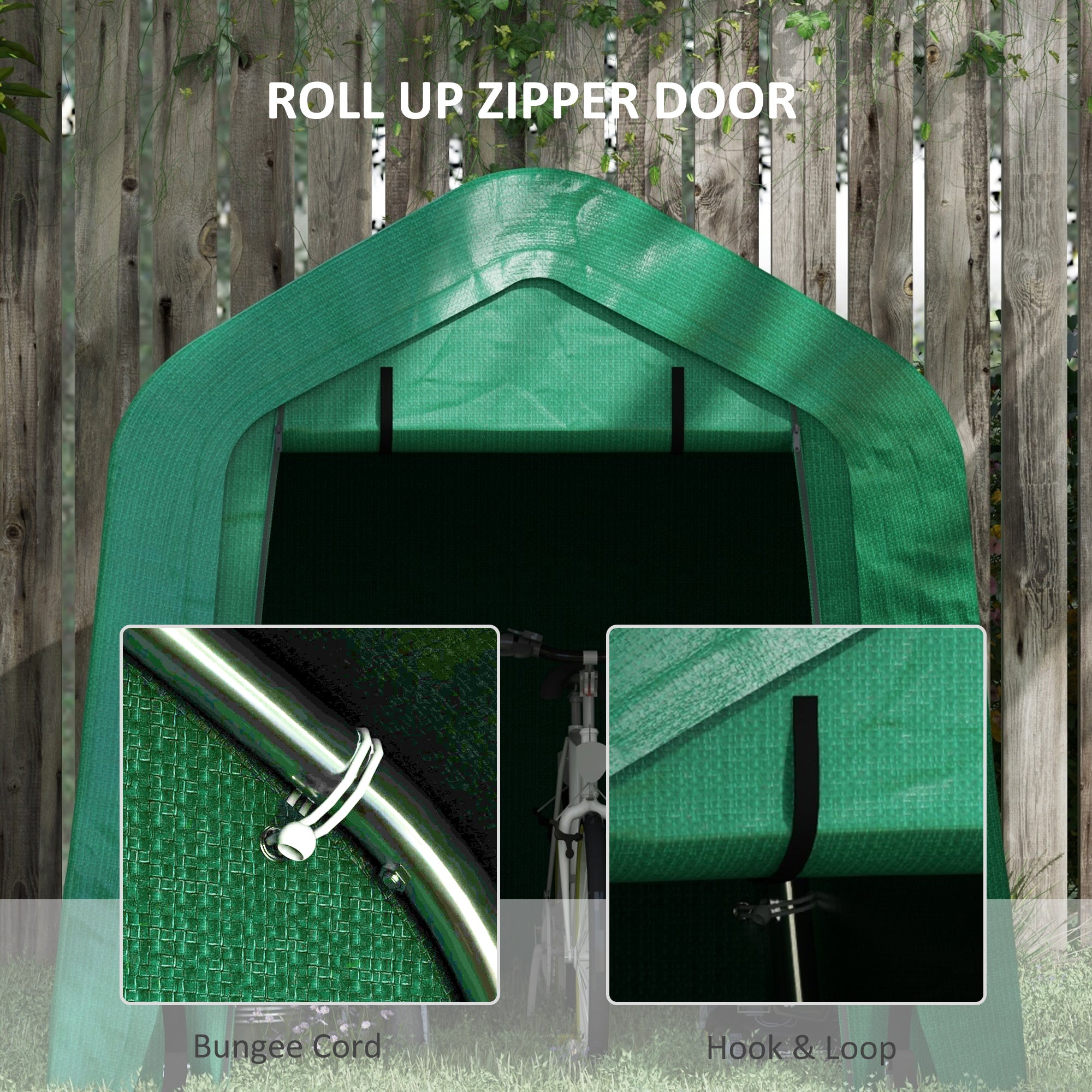 8' x 6' Carport with Sidewalls and Roll-up Door, Outdoor Storage Shelter for Motorcycle and Car, Green