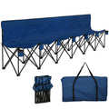 6 Seat Folding Camping Chair with Cup Holder and Carrying Case for Camping, Picnic, Sports Events, Blue
