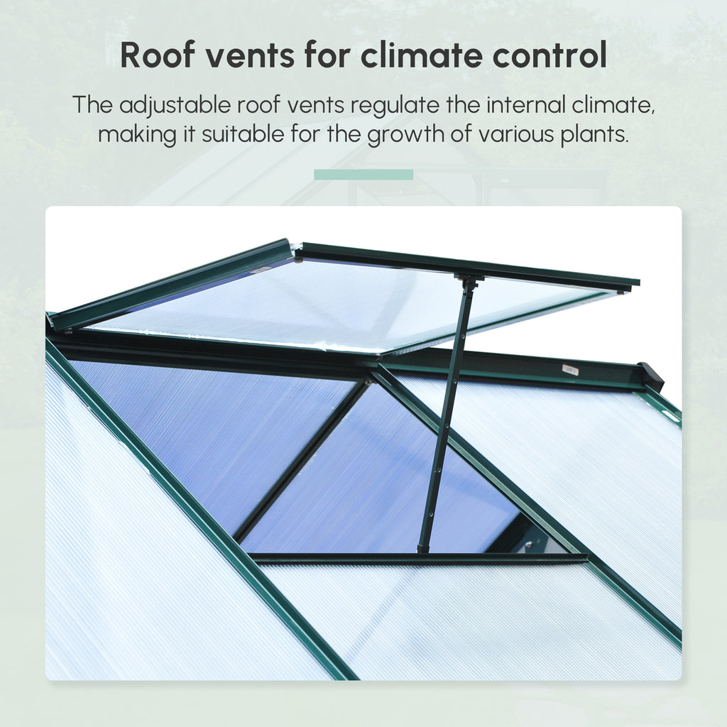 6.2' x 6.3' x 6.6' Clear Polycarbonate Greenhouse, Large Walk-In Green House Garden, Plants Grow, Galvanized Sheet  Frame w/ Slide Door