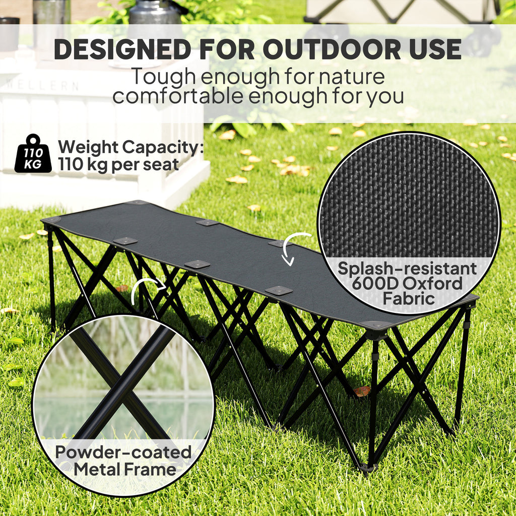 Portable 4-Seater Folding Camping Chair, Team Bench Chair with Carry Bag for Soccer Football Team, No Assembly