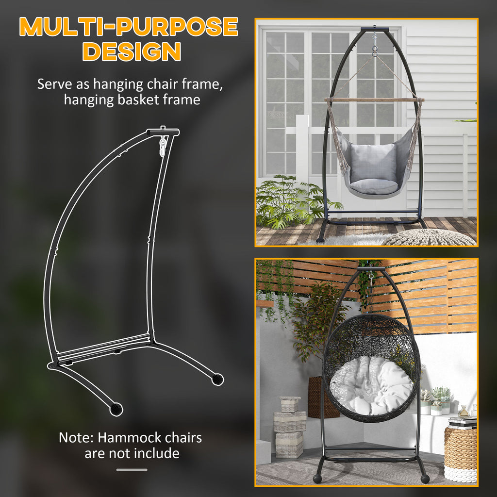 Hanging Hammock Chair Stand Only, C Shape Hanging Heavy Duty Metal Frame Swing Stand for Porch Swing Chair, Black