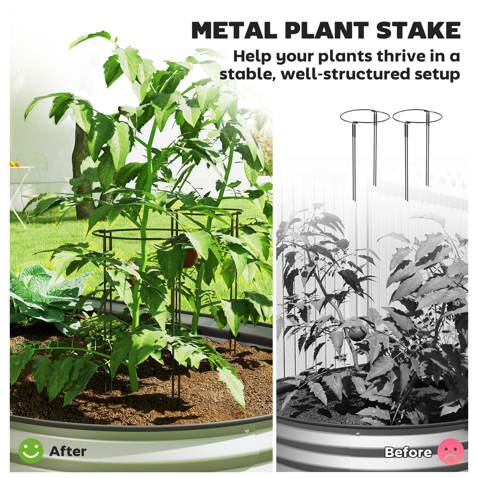 7' x 3' x 1' Large Outdoor Planter Box, Galvanized Raised Garden Bed with Metal Plant Stake, Silver