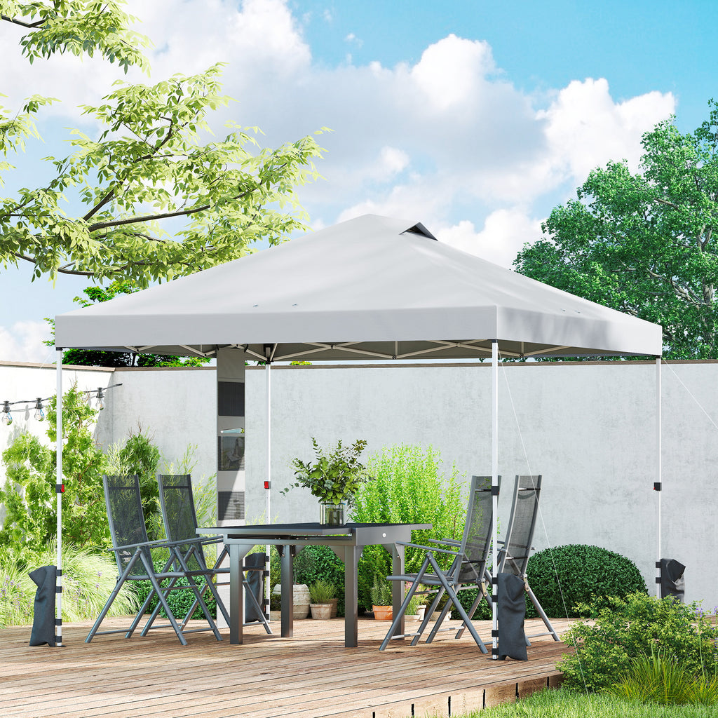9.6 x 9.6 ft Pop Up Canopy Tent with Pockets, UPF 50+ 1-Button Push Outdoor Instant Canopy with Sandbags, Wheeled Bag