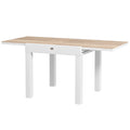 Extendable Patio Dining Table, Aluminum Frame Outdoor Patio Table with Faux Wood Top for Garden Backyard, Natural Wood
