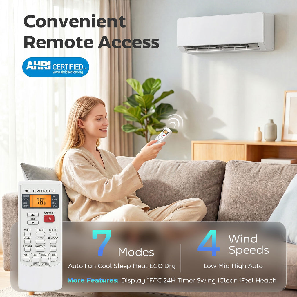 18000 BTU Mini Split Air Conditioner, 22 SEER2 230V Wifi Enabled Inverter AC Unit & Heat Pump Cools up to 1250 Sq. Ft