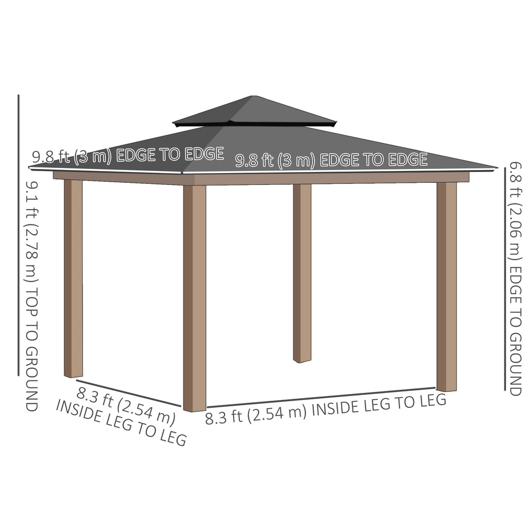 10' x 10' OutdoorÂ Hardtop Gazebo Canopy w/Â Double PC Roof, Steel Frame, Nettings,Â Curtains forÂ GardenÂ LawnÂ Deck, Khaki