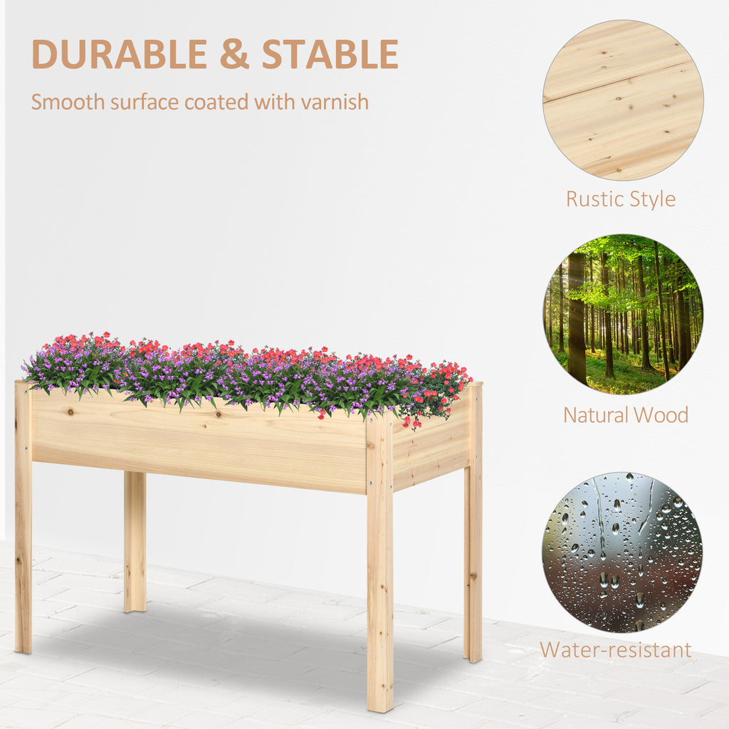 46'' x 24'' Raised Garden Bed, Wooden Elevated Planter Box with Non-Woven Liner for Vegetable, Flower, Herb in Patio, Backyard, Balcony