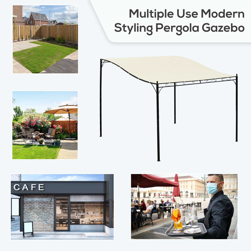 Portable Gazebo 10x10 Steel Patio Outdoor Sun Shelter for Porch, Patio & Yard, Weather-resistan, Cream White