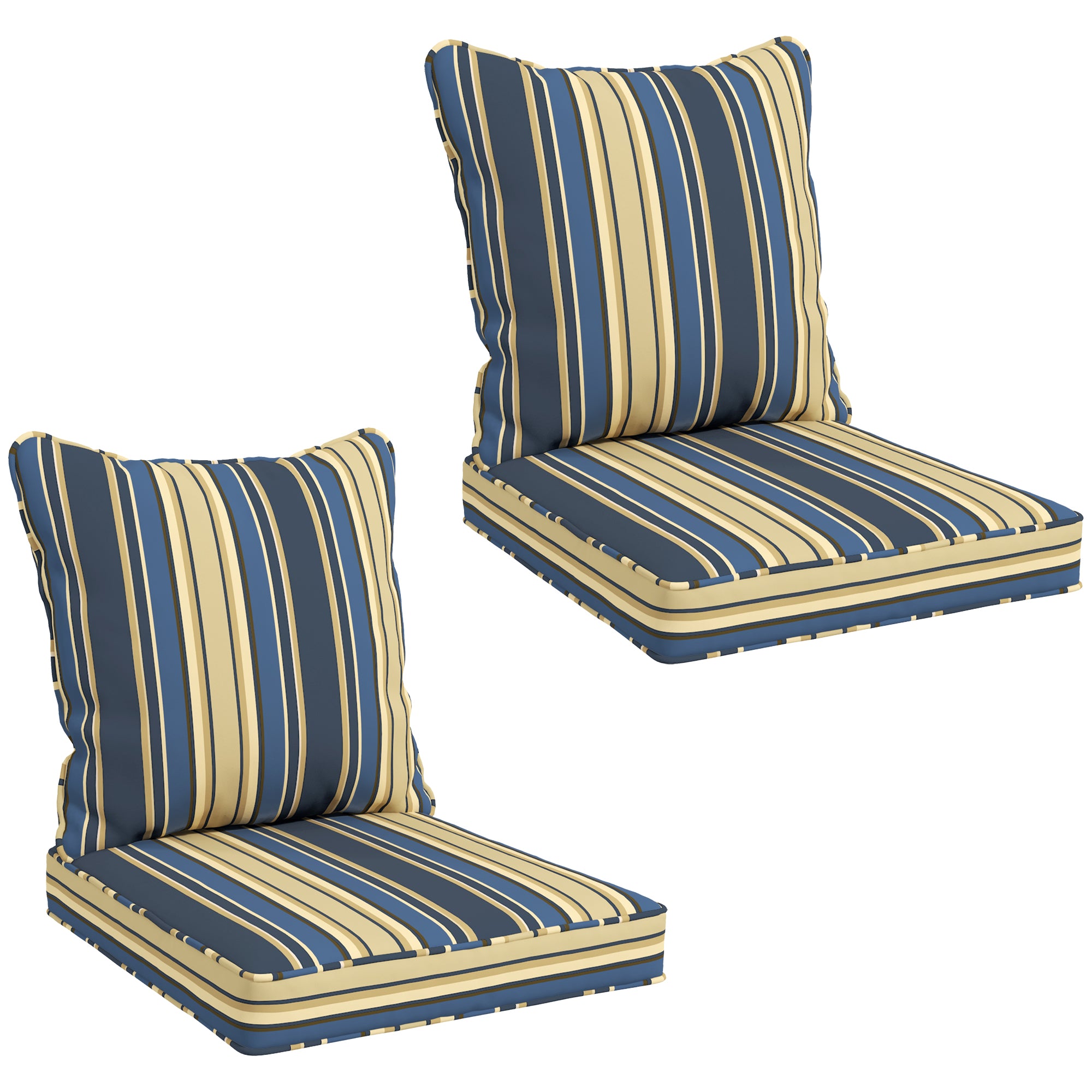 Seat Cushion Back Pillows Replacement Set of 2, Patio Chair Cushions Set for Indoor Outdoor, Blue
