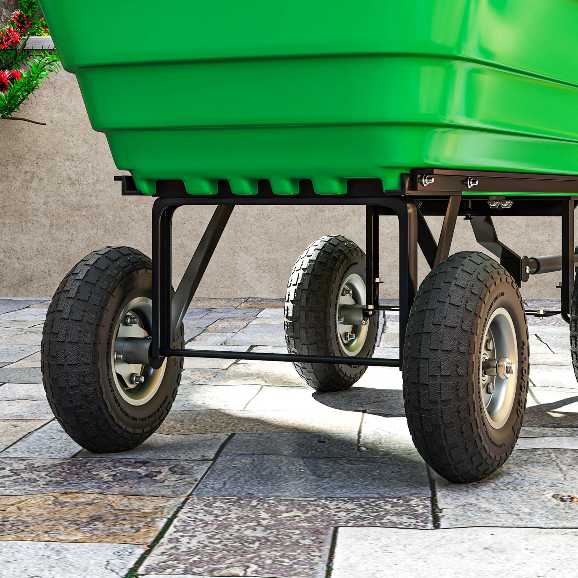 Set of 2 Pneumatic Wheels, 10" Wheelbarrow Wheels Replacement for Barn Carts, Hose Carts, Garden Carts, Black