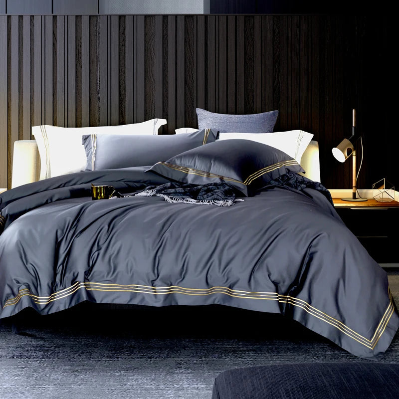 120S Long-Staple Cotton Satin 4-Piece Quilt Cover Set – Luxury Cotton Bedding Collection
