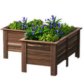 Raised Garden Bed, Wooden Elevated Planter Box Outdoor with Legs, for Vegetables, Flowers, Herbs, L-shaped, Carbonized