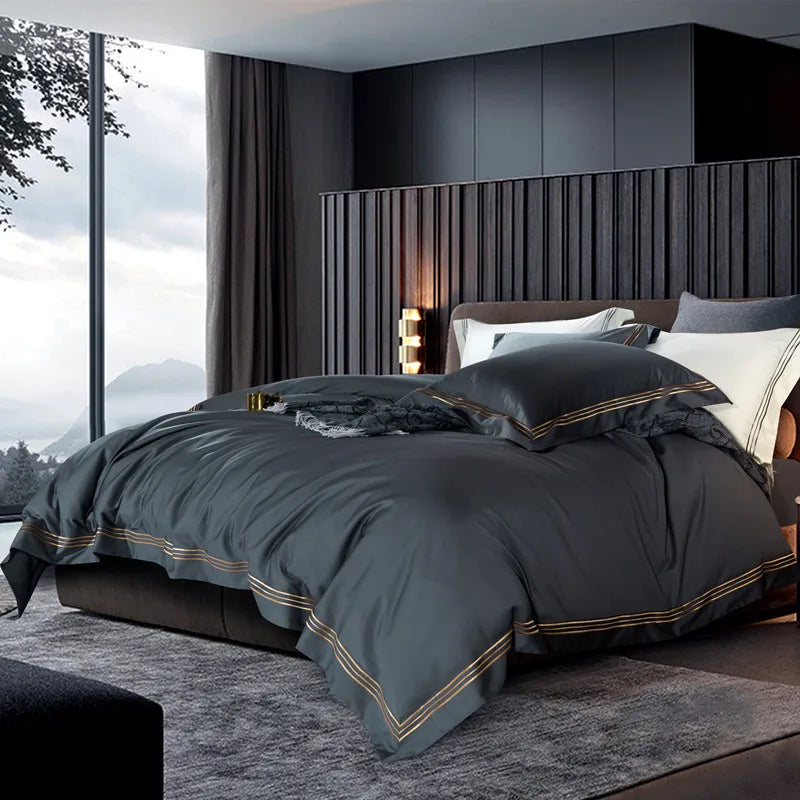 120S Long-Staple Cotton Satin 4-Piece Quilt Cover Set – Luxury Cotton Bedding Collection