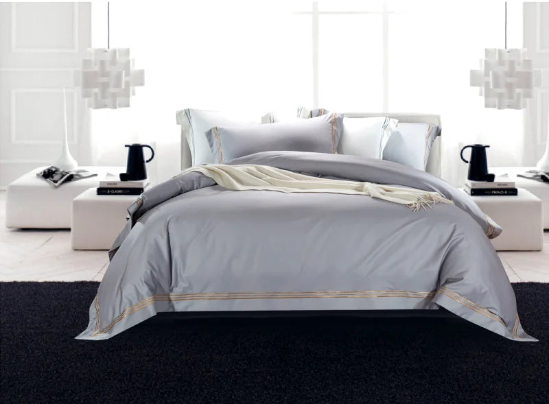 120S Long-Staple Cotton Satin 4-Piece Quilt Cover Set – Luxury Cotton Bedding Collection