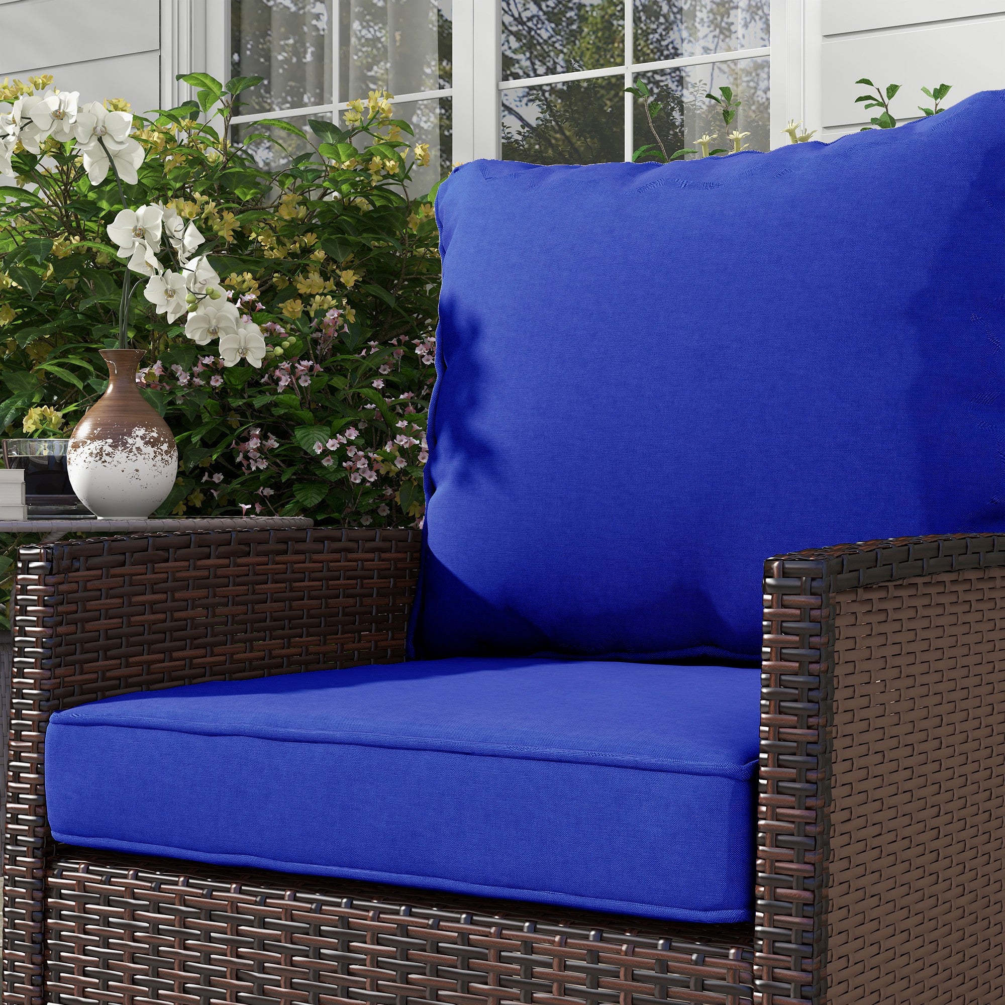 4-Piece Seat Cushion Pillows Replacement, Patio Chair Cushions Set with Back for Indoor Outdoor, Navy Blue