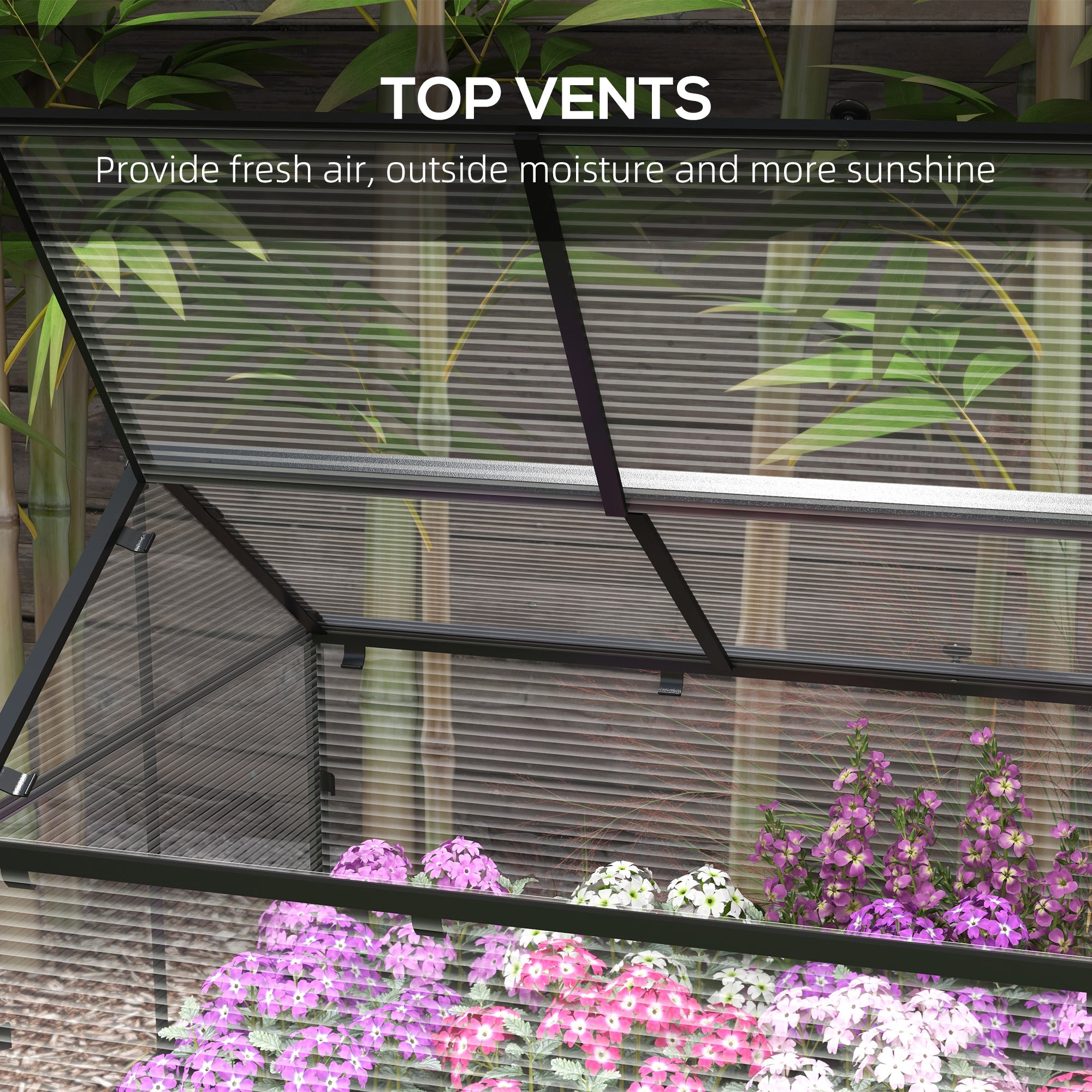 Wood Elevated Planter Box with Cold Frame Greenhouse, Raised Garden Bed for Vegetables, Flowers, Herbs, Distressed Grey