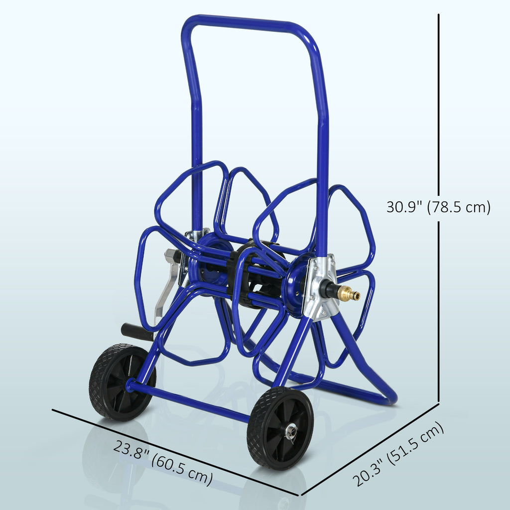 98 ft of 5/8" Hose Reel Cart (Hose Not Included), Garden Water Hose Carts with Wheels for Yard, Lawn, Blue