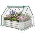 Steel Raised Garden Bed with Cover and Roll Up Door, Dual Use, 50"x37.4" Outdoor Greenhouse, Clear