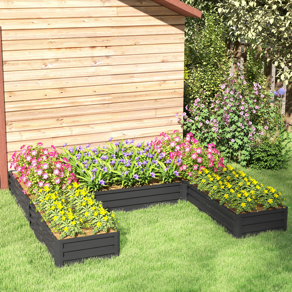 Steel Raised Garden Bed, Set of 5 Large Box Planters for Outdoor Plants Vegetables Flowers Herbs, 8x8x1ft, Dark Grey