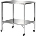 Outdoor Grill Cart with Stainless Steel Tabletop, Pizza Oven Stand with Shelf, Lockable Wheels, Rolling BBQ Table