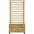 Wooden Planter with Trellis, Raised Garden Bed with 4 Wheels for Climbing Plants, 30" x 12" x 61", Nature Wood