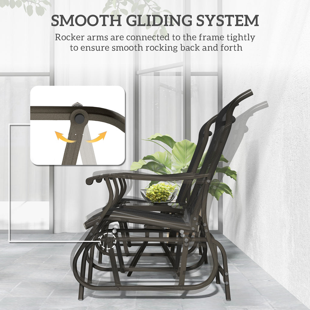 3PCs Gliding Rocking Chair & Bistro Tea Table Set, Black