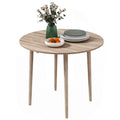 Folding Dining Table, Round Drop Leaf Kitchen Table for Small Spaces with Wood Legs, Oak