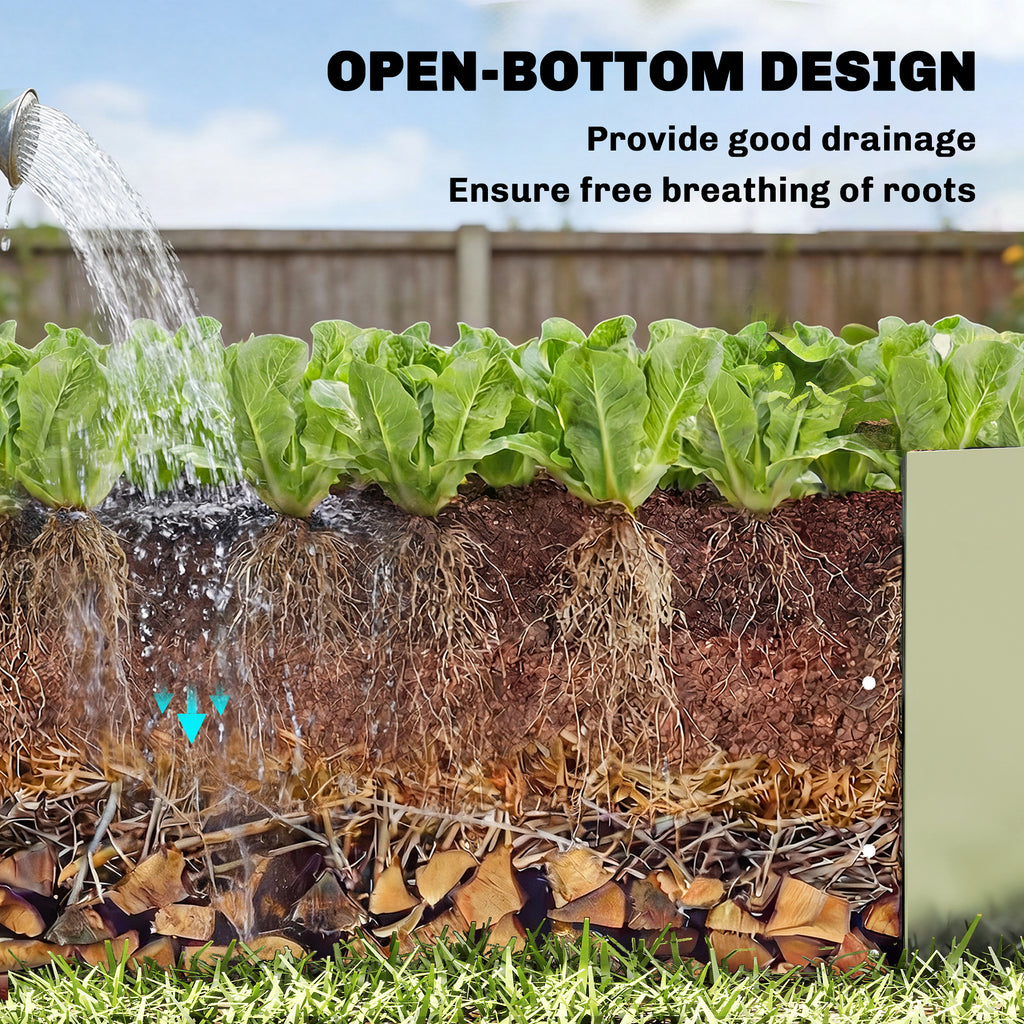 Galvanized Raised Garden Bed with Trellis for Climbing Plants, Outdoor Planter Box with Open Bottom, Silver