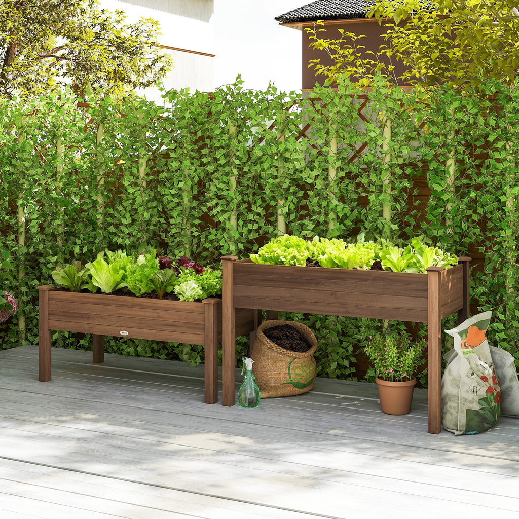 2 Tiers Raised Garden Bed, Wooden Elevated Planter Box with Legs, Gardening Planting Bed, Carbonised