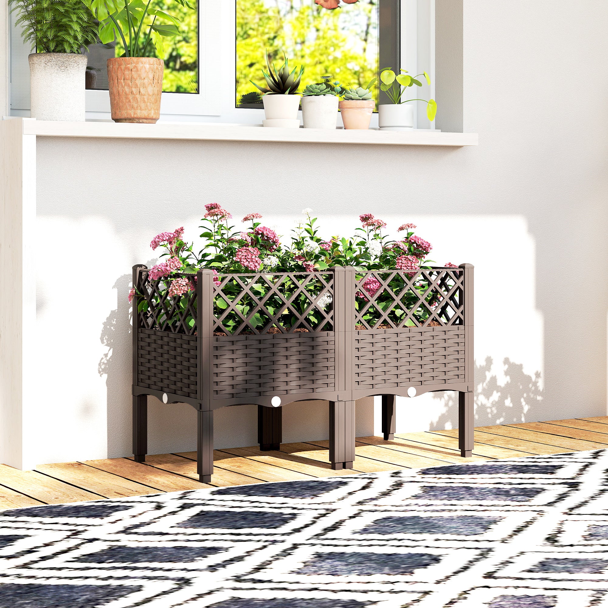 Raised Garden Bed with Legs, Self Watering Elevated Planter Boxes with Drainage Holes, 31.5" x 15.7" x 20.3"