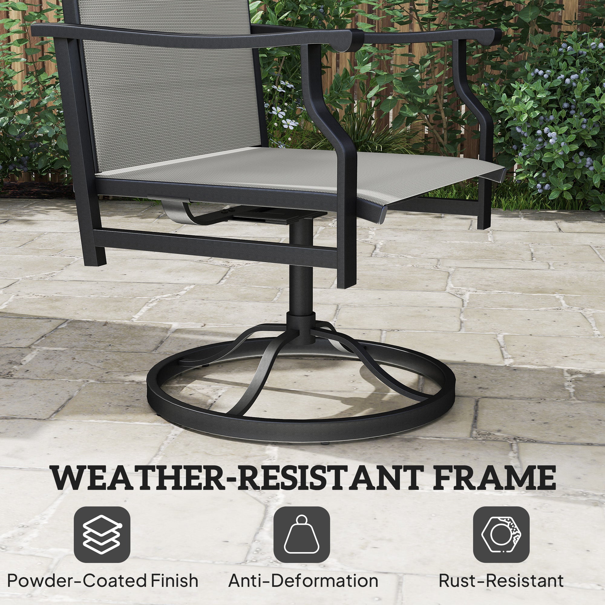 Patio Swivel Chair Set of 2, Swivel Rocker Outdoor Chairs with High Back, for Lawn Garden Backyard Deck, Light Grey