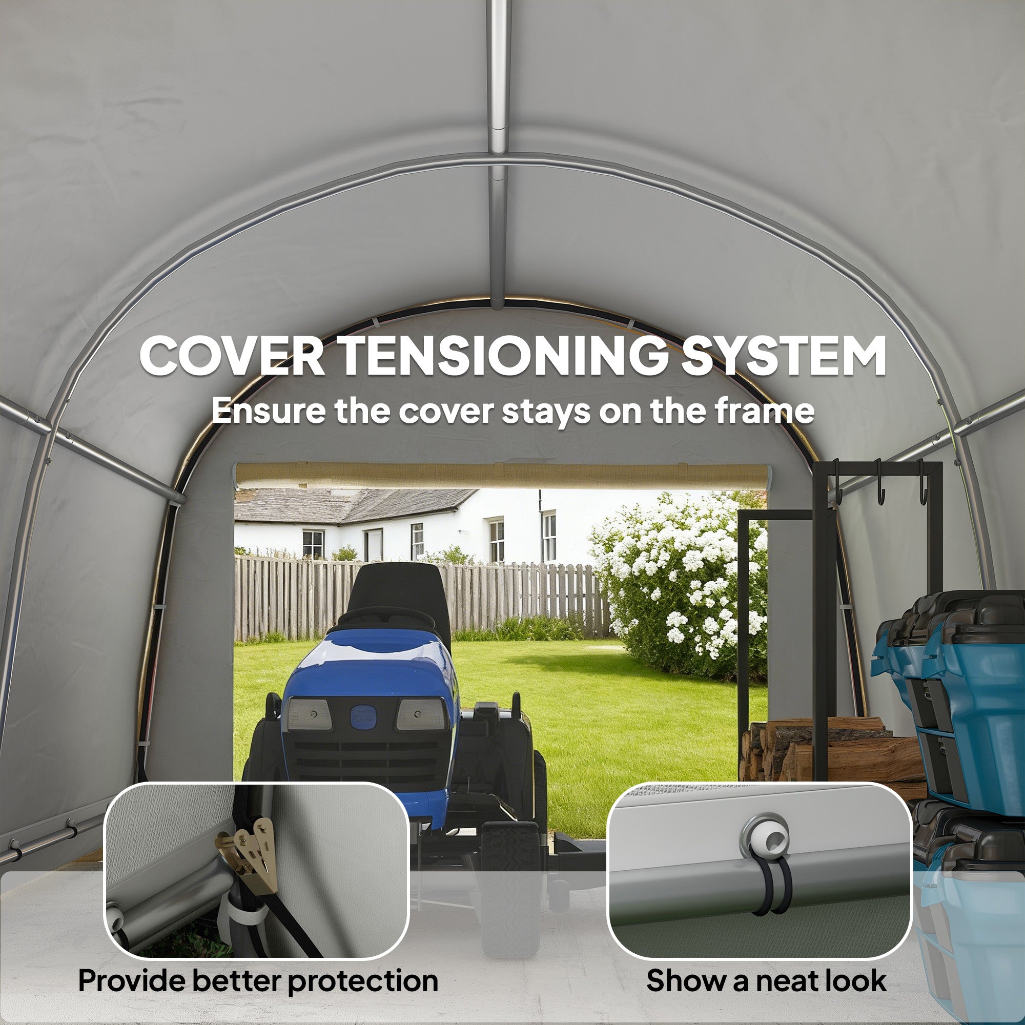 10' x 10' Outdoor Storage Tent, Heavy Duty and Waterproof Portable Shed for Bike, Motorcycle & Garden Tools