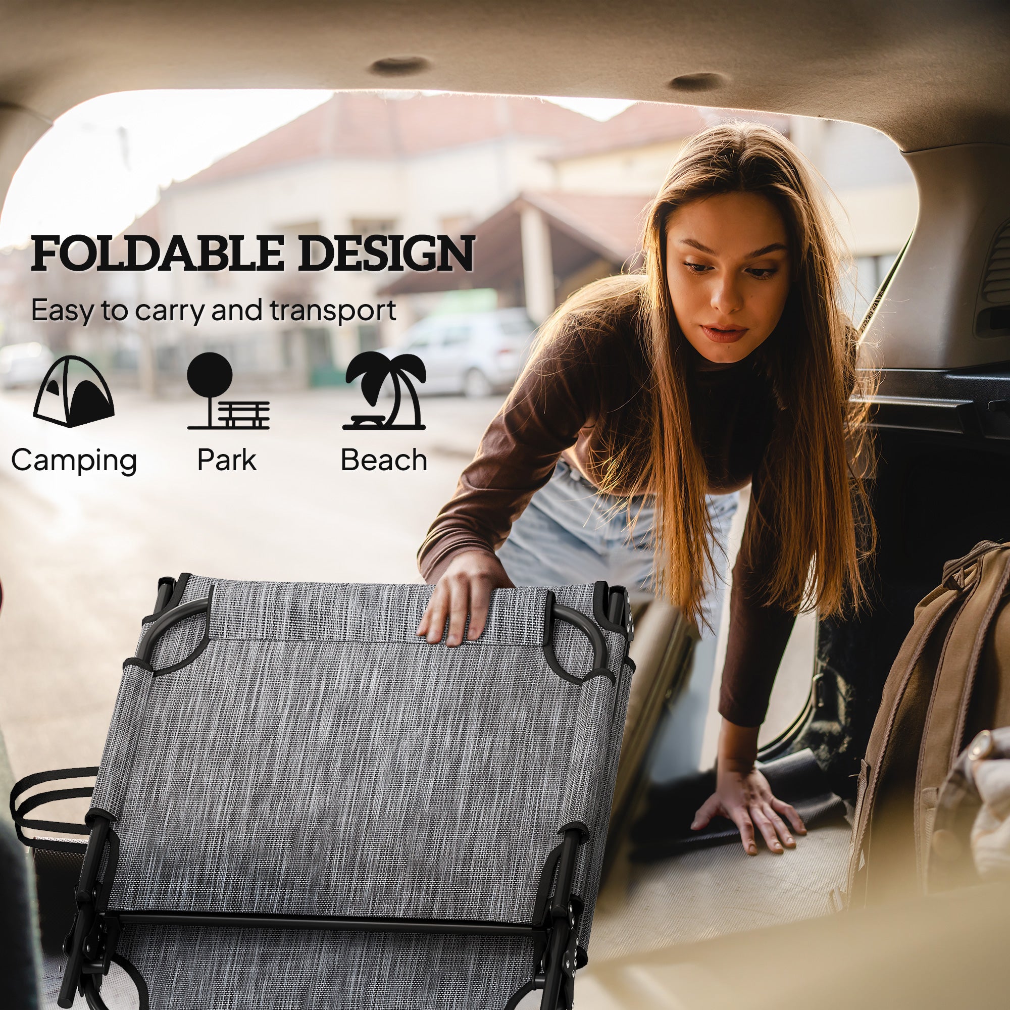2 Pieces Folding Lounge Chairs with 4-level Reclining Back, Outdoor Tanning Chair with Cushion, Sun Lounger with Breathable Mesh Fabric, Side Pocket, Headrest, Blue