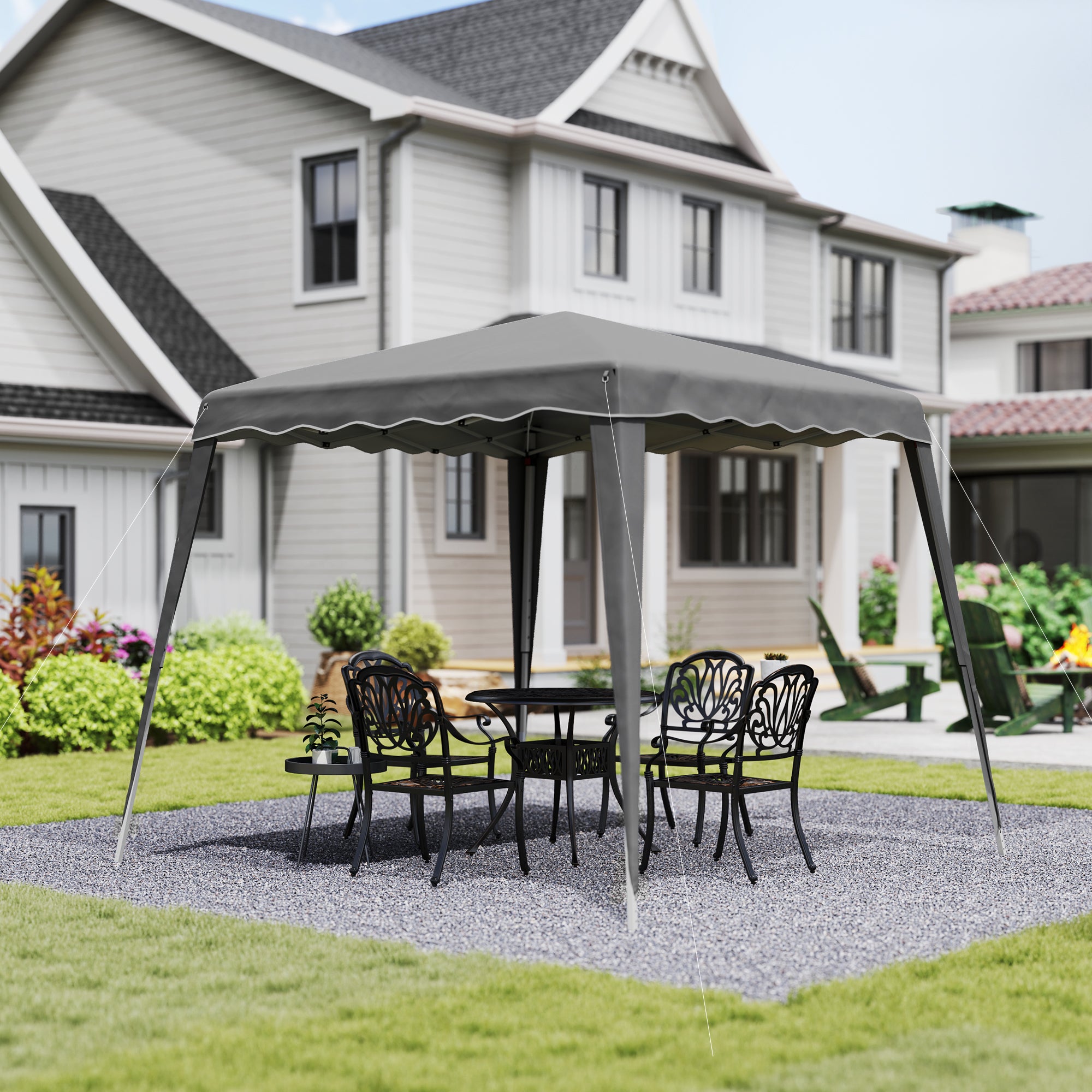 8' x 8' Pop Up Canopy, Outdoor Foldable Tent, Portable Canopy Tent with Carrying Bag for Camping, Party, Picnic, Grey