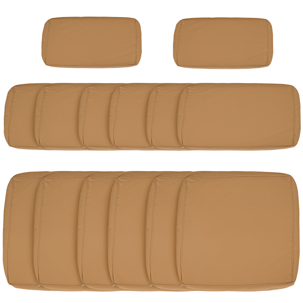 Outdoor 14pc Patio Rattan Sofa Set Cushion Polyester Cover Replacement Set - No Cushion Included Beige