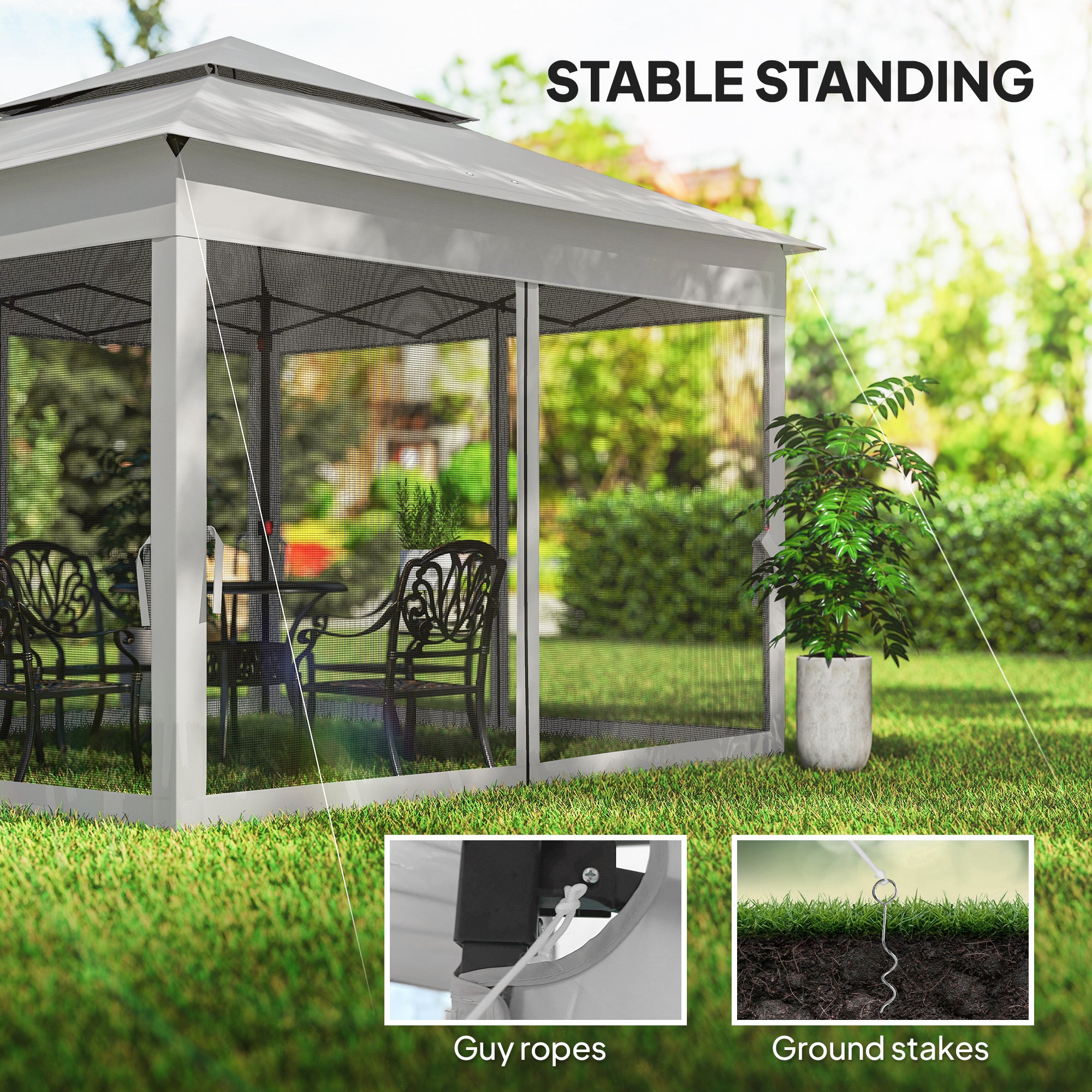 11' x 11' Pop Up Gazebo 2-Tier Soft Top Shelter Event Tent w/ Netting Carry Bag for Patio Backyard Garden, Light Grey