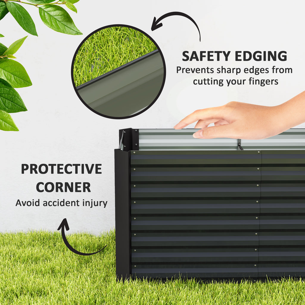 Set of 2 Galvanized Metal Planters for Outdoor Plants, 4' x 2' x 2' Raised Garden Bed, Dark Grey